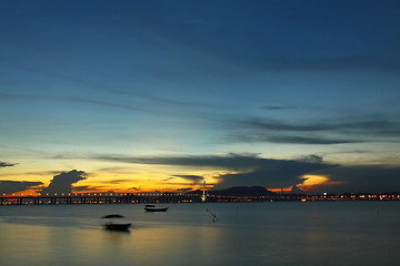 Image showing Sunset along the coast in Hong Kong towards Shenzhen China