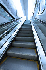 Image showing Moving escalator to heaven concept