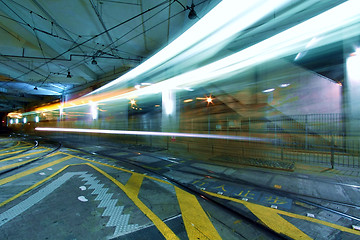 Image showing Light rail in Hong Kong at night