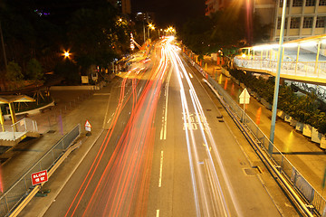 Image showing Traffic in Hong Kong at night