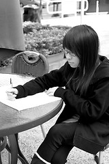 Image showing Asian girl studying in university