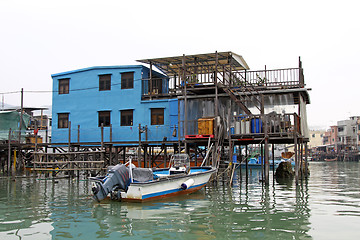 Image showing Tai O fishing village wooden houses in water