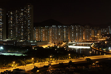 Image showing Tuen Mun downtown at night in Hong Kong
