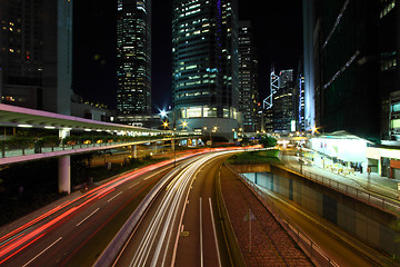 Image showing Traffic in Hong Kong at night