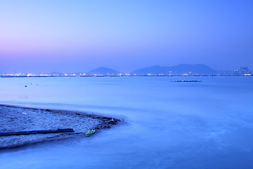 Image showing Sunset along the coast in Hong Kong at winter