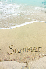 Image showing Summer words on sand