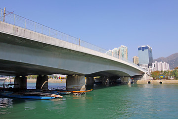 Image showing Hong Kong bridge and downtown at day