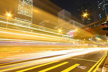 Image showing Traffic through downtown of Hong Kong at night