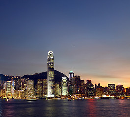 Image showing Hong Kong night view along Victoria Harbour