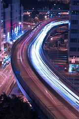 Image showing Traffic in highway of Hong Kong at night