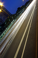 Image showing Busy traffic in Hong Kong at night