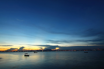 Image showing Sunset along the coast in Hong Kong towards Shenzhen China