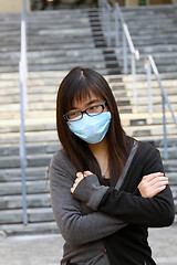 Image showing Asian sick woman with mask