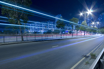 Image showing Traffic through downtown of Hong Kong at night