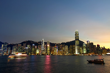 Image showing Hong Kong night view along Victoria Harbour