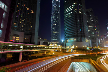 Image showing Modern city traffic at night
