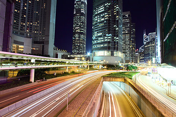 Image showing Traffic through downtown of Hong Kong at night