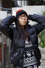 Image showing Chinese girl thinking 