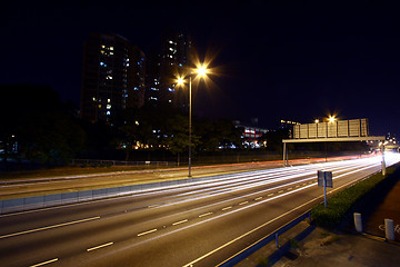 Image showing Busy traffic in Hong Kong at night