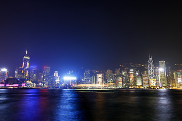 Image showing Hong Kong night view along Victoria Harbour