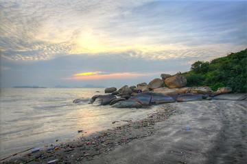 Image showing Sunset along the coast in Hong Kong