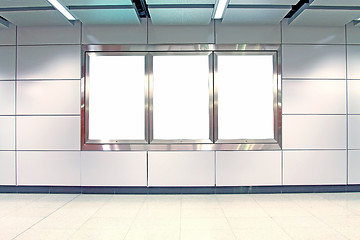 Image showing Blank billboard in train station