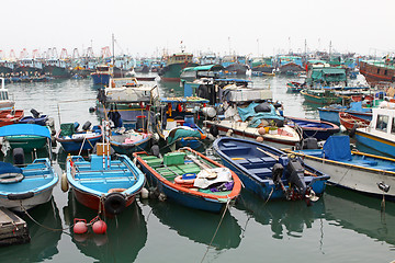 Image showing Cheung Chau sea view in Hong Kong, with fishing boats as backgro