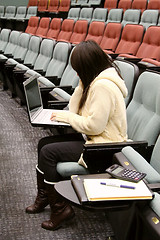 Image showing Asian student using laptop to study