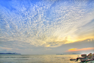 Image showing Sunset along the coast in HDR image