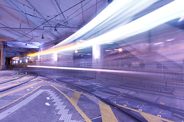 Image showing Light rail in Hong Kong at night