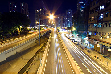 Image showing Traffic in Hong Kong at night