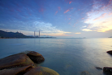 Image showing Sunset along the coast in Hong Kong