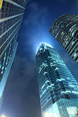 Image showing Modern skyscrapers at night