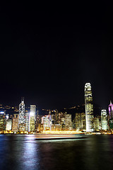 Image showing Hong Kong night view along Victoria Harbour