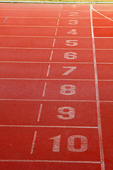 Image showing Running track lanes for athletes 