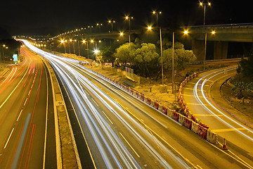 Image showing Highway traffic in Hong Kong at night