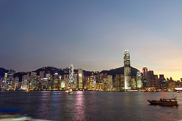 Image showing Hong Kong night view along Victoria Harbour