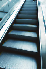 Image showing Moving escalator in subway station