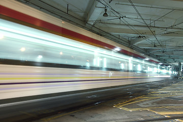 Image showing Light rail in Hong Kong at night