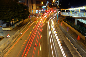 Image showing Traffic in Hong Kong at night