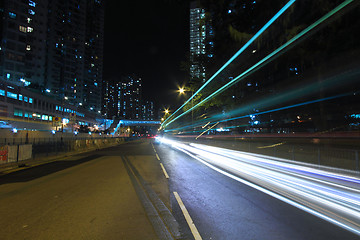 Image showing Traffic in city at night