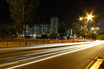 Image showing Traffic through downtown of Hong Kong at night