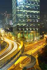 Image showing Traffic in modern city at night