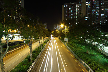 Image showing Highway traffic in Hong Kong at night