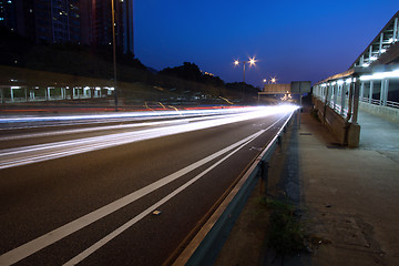 Image showing Busy traffic in Hong Kong at night