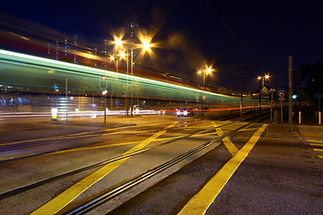 Image showing Light rail in Hong Kong at night