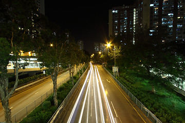 Image showing Highway traffic in Hong Kong at night