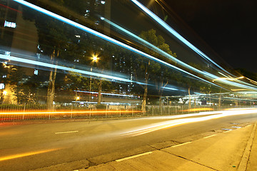 Image showing Traffic in Hong Kong at night