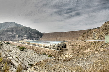 Image showing Mountain landscape along the coast before thunderstorm