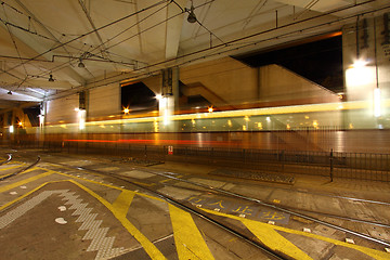 Image showing Light rail in Hong Kong at night